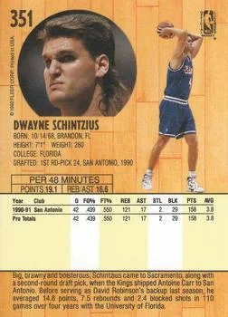 1991-92 Fleer Dwayne Schintzius #351 card back image