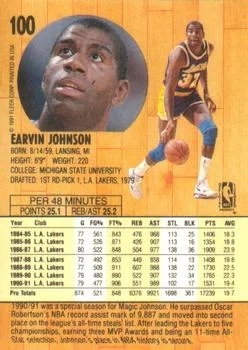 1991-92 Fleer Earvin Johnson #100 card back image