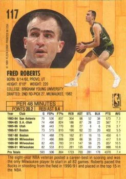 1991-92 Fleer Fred Roberts #117 card back image