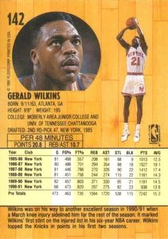1991-92 Fleer Gerald Wilkins #142 card back image