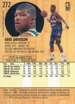 1991-92 Fleer Greg Anderson #272 card back image