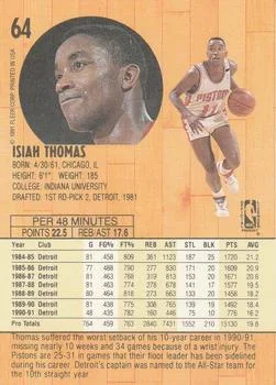 1991-92 Fleer Isiah Thomas #64 card back image