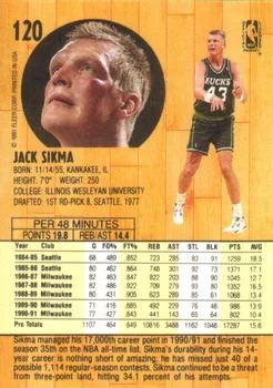1991-92 Fleer Jack Sikma #120 card back image