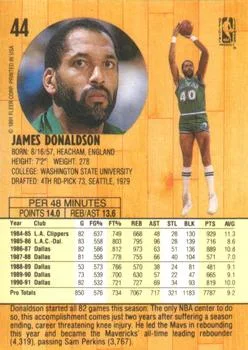 1991-92 Fleer James Donaldson #44 card back image
