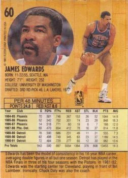1991-92 Fleer James Edwards #60 card back image