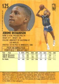 1991-92 Fleer Jerome Richardson #125 card back image
