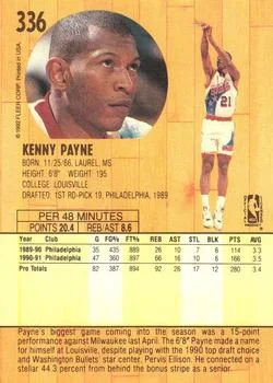1991-92 Fleer Kenny Payne #336 card back image