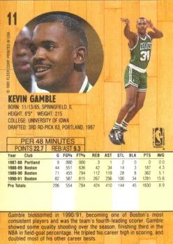 1991-92 Fleer Kevin Gamble #11 card back image