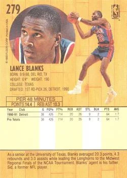 1991-92 Fleer Lance Blanks #279 card back image