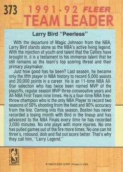 1991-92 Fleer Larry Bird #373 card back image
