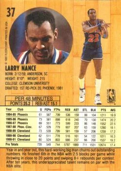 1991-92 Fleer Larry Nance #37 card back image