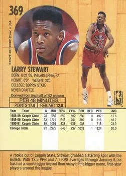 1991-92 Fleer Larry Stewart #369 card back image