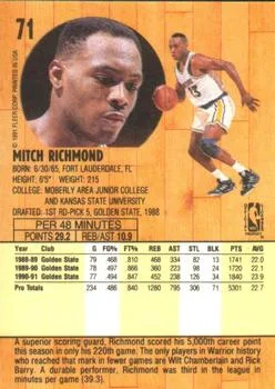 1991-92 Fleer Mitch Richmond #71 card back image