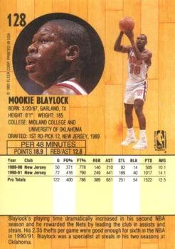 1991-92 Fleer Mookie Blaylock #128 card back image