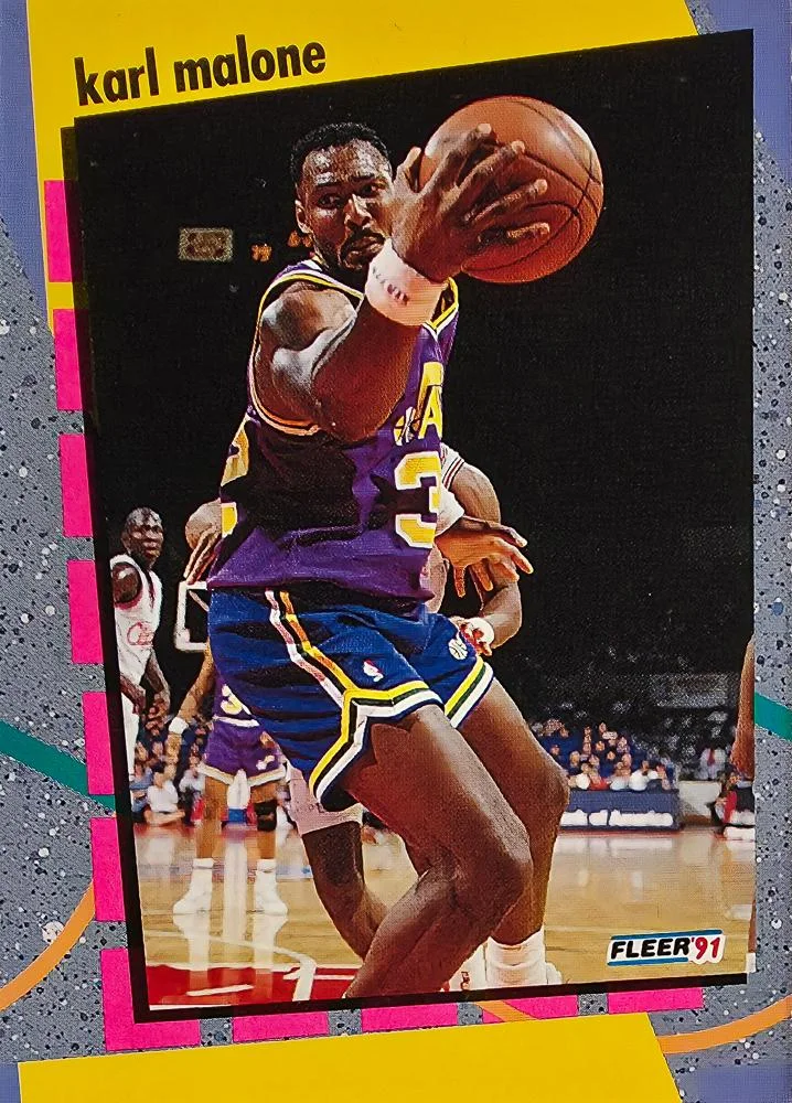1991-92 Fleer Karl Malone SAM [NBA Schoolyard Stars Promotional Samples] NBA Schoolyard Stars Promotional Samples #5 card image