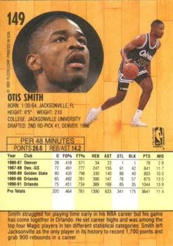 1991-92 Fleer Otis Smith #149 card back image