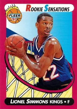 1991-92 Fleer Lionel Simmons RS [Perforated Magazine Promotional Sample Sheet Singles] Perforated Magazine Promotional Sample Sheet Singles #1 card image