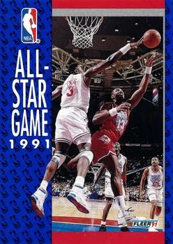 1991-92 Fleer Patrick Ewing / Karl Malone Perforated Magazine Promotional Sample Sheet Singles #236 card image