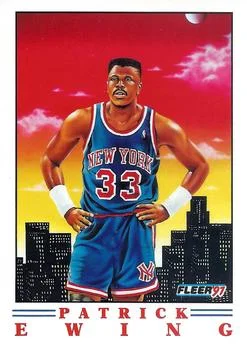 1991-92 Fleer Patrick Ewing PV Perforated Magazine Promotional Sample Sheet Singles #4 card image
