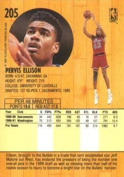 1991-92 Fleer Pervis Ellison #205 card back image