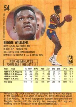 1991-92 Fleer Reggie Williams #54 card back image