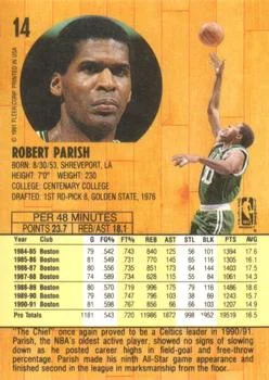 1991-92 Fleer Robert Parish #14 card back image