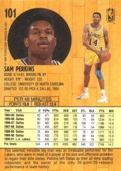 1991-92 Fleer Sam Perkins #101 card back image