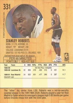 1991-92 Fleer Stanley Roberts #331 card back image