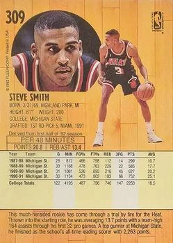 1991-92 Fleer Steve Smith #309 card back image