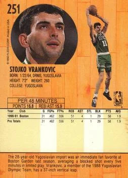 1991-92 Fleer Stojko Vrankovic #251 card back image