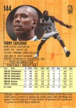 1991-92 Fleer Terry Catledge #144 card back image