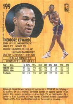 1991-92 Fleer Theodore Edwards #199 card back image