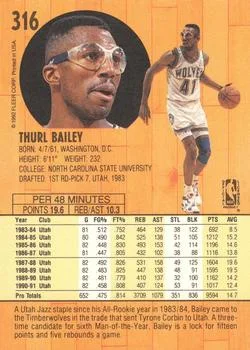 1991-92 Fleer Thurl Bailey #316 card back image