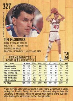 1991-92 Fleer Tim McCormick #327 card back image