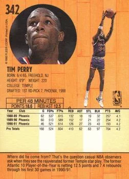 1991-92 Fleer Tim Perry #342 card back image