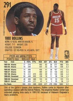 1991-92 Fleer Tree Rollins #291 card back image