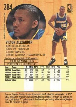1991-92 Fleer Victor Alexander #284 card back image