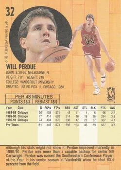 1991-92 Fleer Will Perdue #32 card back image