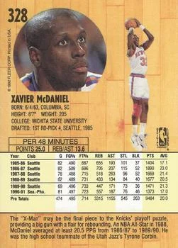 1991-92 Fleer Xavier McDaniel #328 card back image