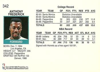1991-92 Hoops Anthony Frederick #342 card back image