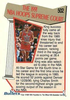 1991-92 Hoops Bernard King SC #502 card back image