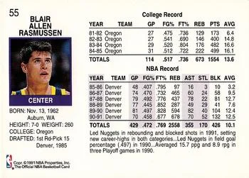 1991-92 Hoops Blair Rasmussen #55 card back image