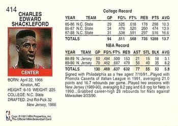 1991-92 Hoops Charles Shackleford #414 card back image