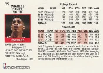 1991-92 Hoops Charles Smith #98 card back image