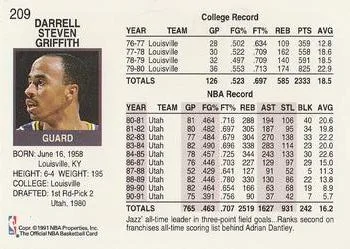 1991-92 Hoops Darrell Griffith #209 card back image