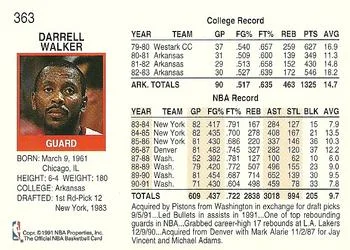 1991-92 Hoops Darrell Walker #363 card back image
