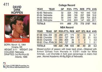 1991-92 Hoops Dave Hoppen #411 card back image