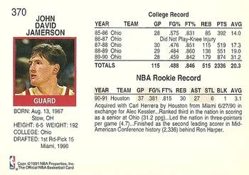 1991-92 Hoops Dave Jamerson #370 card back image