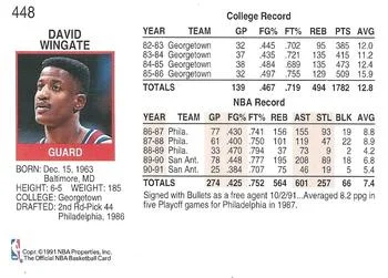 1991-92 Hoops David Wingate #448 card back image