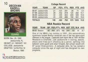 1991-92 Hoops Dee Brown #10 card back image